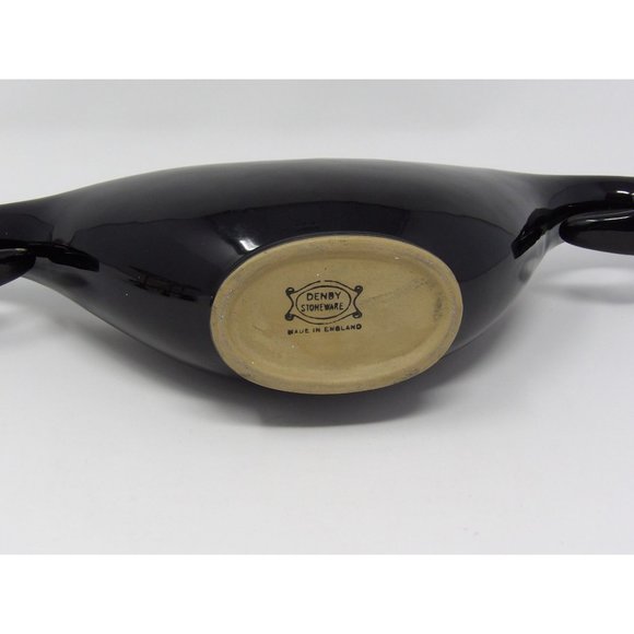 Vintage Denby Stoneware Console Bowl with Metal Cage Flower Frog Made in England - Picture 9 of 10